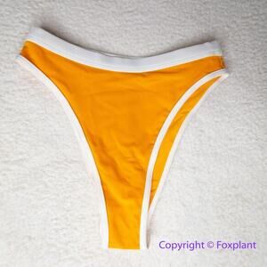 New! Oneone Free People ribbed bikini bottom gold‎ white color block, size XS